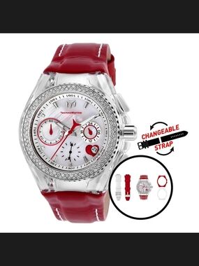 TechnoMarine Valentines 40mm Women's Watch Riverpearl Dial Changeable Straps